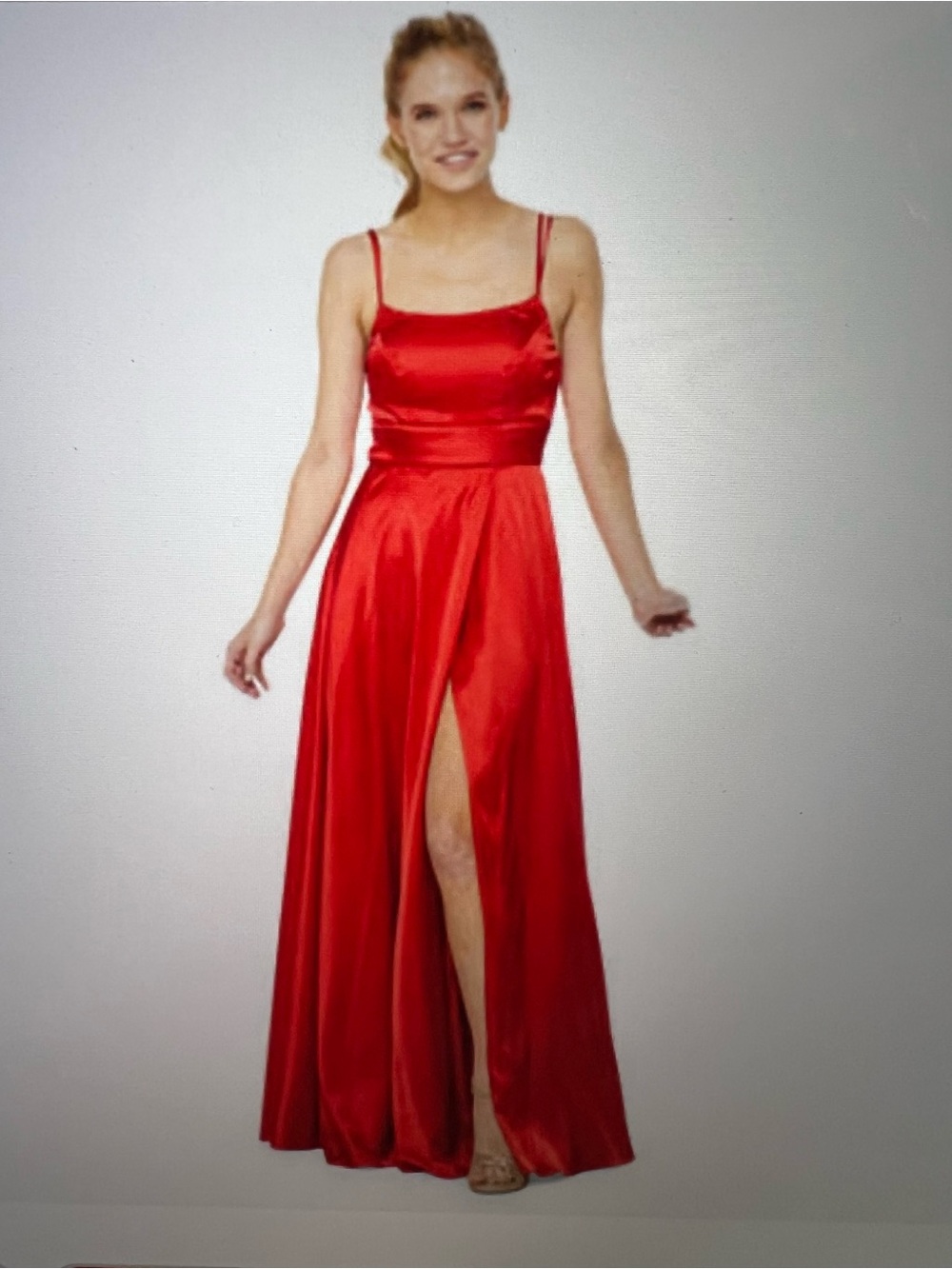 MY MICHELLE Red Satin Spaghetti-Strap Evening Gown size 15